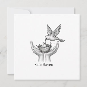 Invitation Havre sûr - Oiseau dans les mains humaines Marché 