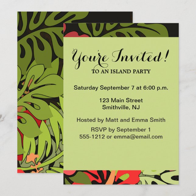Invitation Hawaii Aloha Flower Art Print (Devant / Derrière)