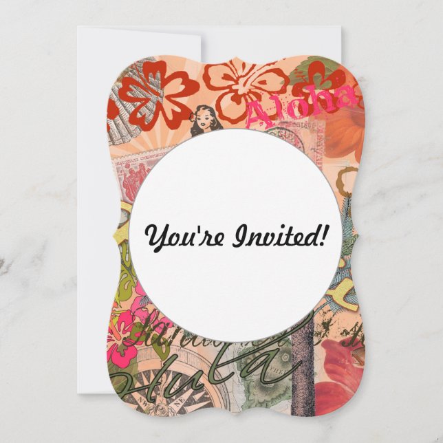 Invitation Hawaii Hula Fleur Voyage Vintage (Devant)