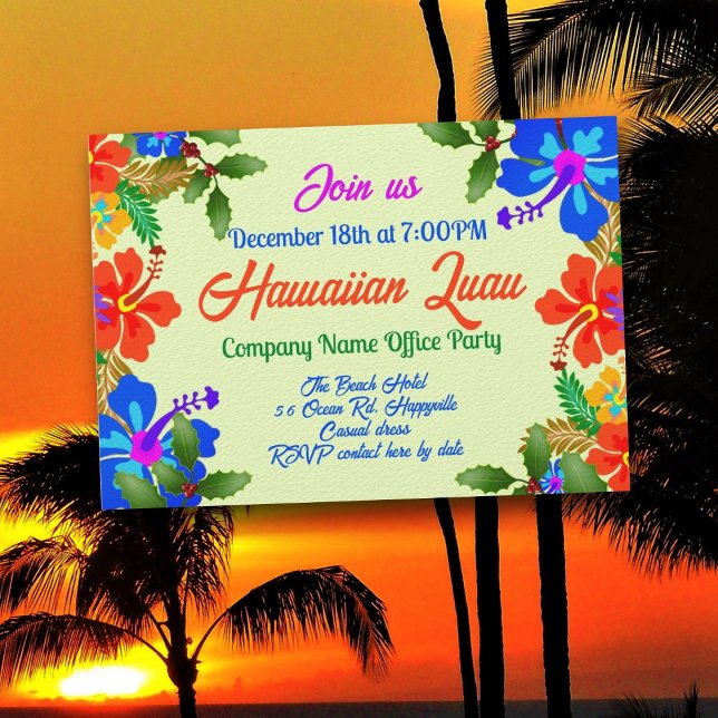Invitation Hawaii Luau Fête Hibiscus à Holly (Créateur téléchargé)