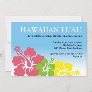 Invitation Hawaii Luau hibiscus fleurs île tropicale