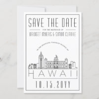 Hawaii Mariage Silhouette de la ville stylisée Sav