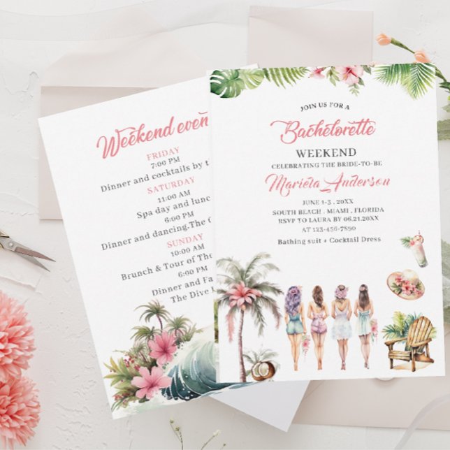 Invitation Hawaii Tropical Palm Beach Watercolor BaInvitation (Créateur téléchargé)