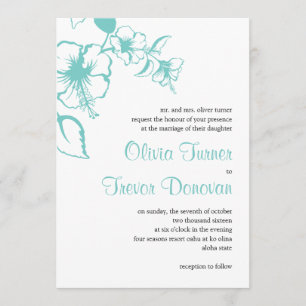 Invitation Hawaii Turquoise Hibiscus Destination Mariage