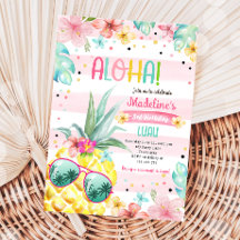 Hawaiian Luau Pineapple Tropical Girl Anniversaire