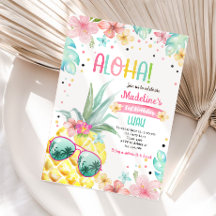 Hawaiian Luau Pineapple Tropical Girl Anniversaire