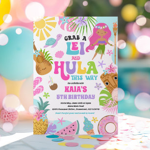 Invitation Hawaiian Luau Tropical Summer Pool Birthday Party
