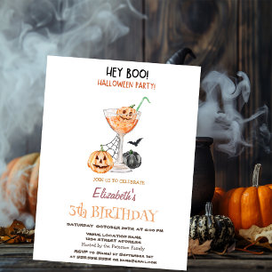 Invitation Hé Boo Cocktail Citrouille Halloween Anniversaire