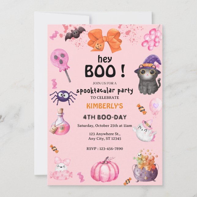 Invitation Hé Boo ! Halloween Ghost Spooktacular anniversaire (Devant)