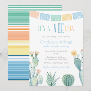 Invitation HE-esta Baby shower Mexicain Couples Pour Garçon