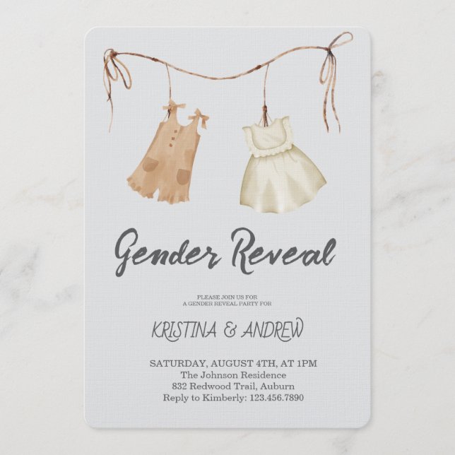 Invitation He or She Gender Reveal Party (Devant)