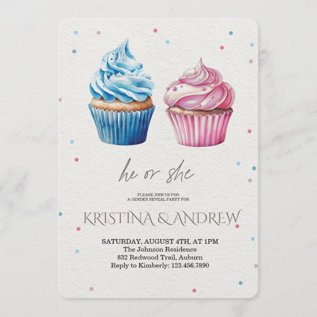 Invitation He or She Gender Reveal Party (Devant)
