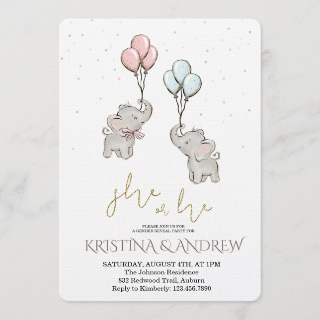 Invitation He or She Gender Reveal Party (Devant)