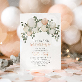 Invitation He or She Greenery Balloon Garland Gender Reveal 