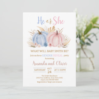 Invitation He or She Pumpkin Gender Reveal