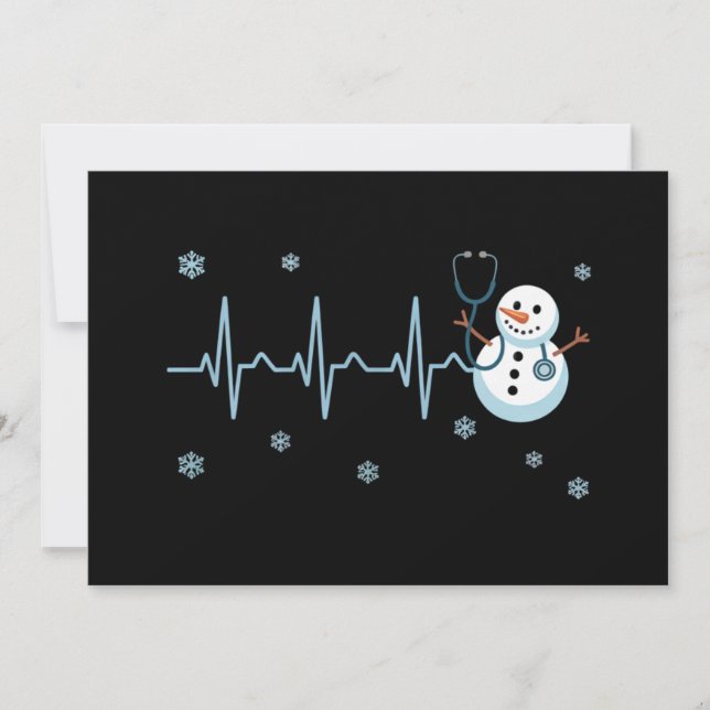Invitation Hearbeat Nurse Snowman Noël (Devant)