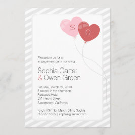 Invitation Heart Balloons, parti d'engagement unique