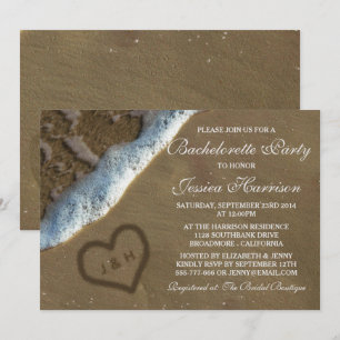 Invitation Heart In The Sand Beach Bachelorette Party