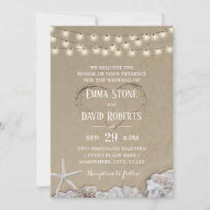 Invitation Heart in the Sand Rustic Beach Wedding