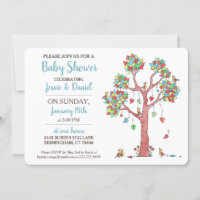 Heart Tree and Birds Rassembler Baby shower amusan