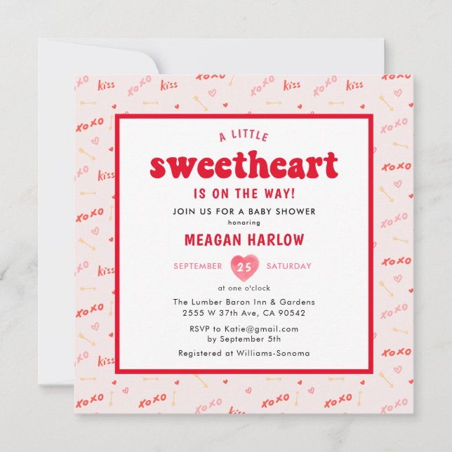 Invitation Heart Valentine's Day Février Baby shower (Devant)