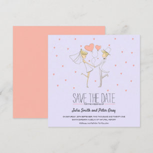 Invitation Hearts Love Mariée et Groom Cartoon Enregistrer la