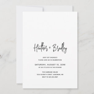 Invitation Heather Black and White Modern Engagement Party