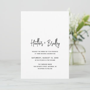 Invitation Heather Elegant noir blanc minimaliste Mariage mod