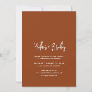 Invitation Heather Elegant Terracotta Minimal Mariage moderne