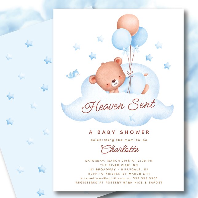 Invitation Heaven envoyé Baby shower d'ours (Créateur téléchargé)