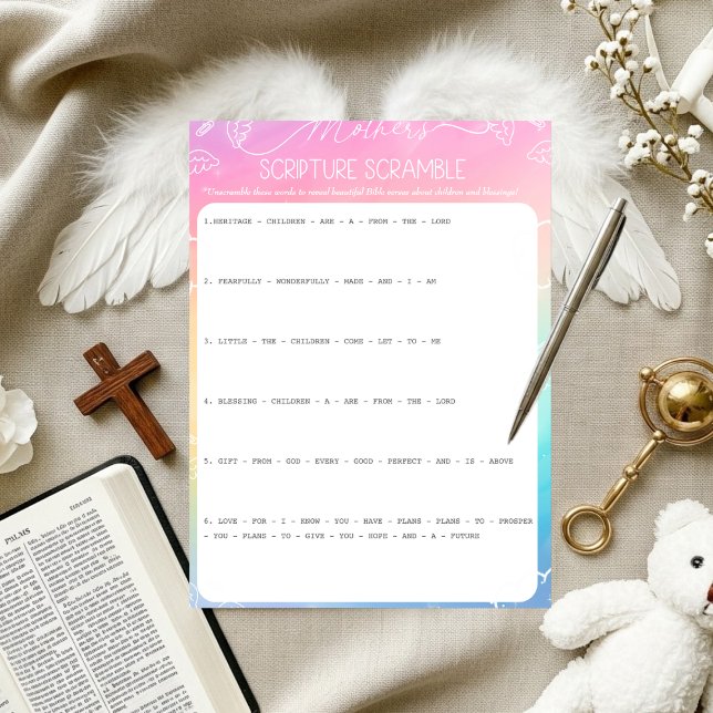 Invitation Heavenly Rainbow Mother's Scripture Scramble Game (Heavenly Rainbow Mother's Scripture Scramble)