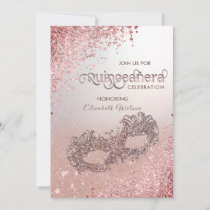 Invitation Hébergement en diamant Masquerade Quinceañera or r
