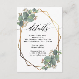 Invitation Hébergements Eucalyptus à cadre géométrique mariag