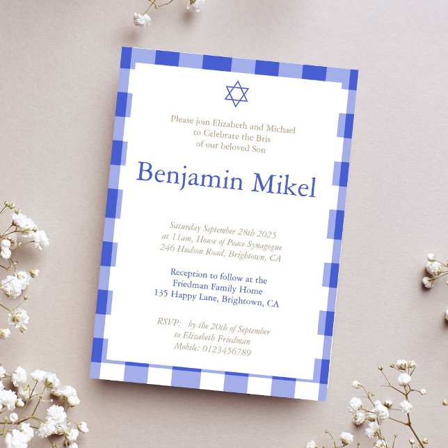 Invitation Hébreu Brit Milah Baby Boy Jewish Blue (Créateur téléchargé)