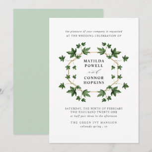 Invitation Hedera   Green Ivy Botanical Mariage géométrique
