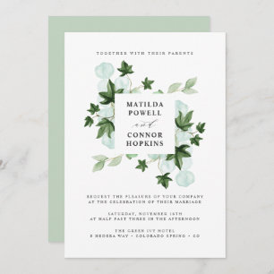 Invitation Hedera   Green Ivy Eucalyptus Mariage botanique