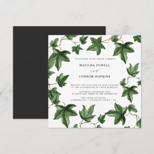 Invitation Hedera Green Ivy Feuille Grey Mariage botanique