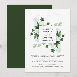 Invitation Hedera   Green Ivy Forest Mariage botanique