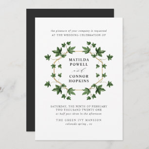 Invitation Hedera   Grey Ivy Botanical Mariage géométrique