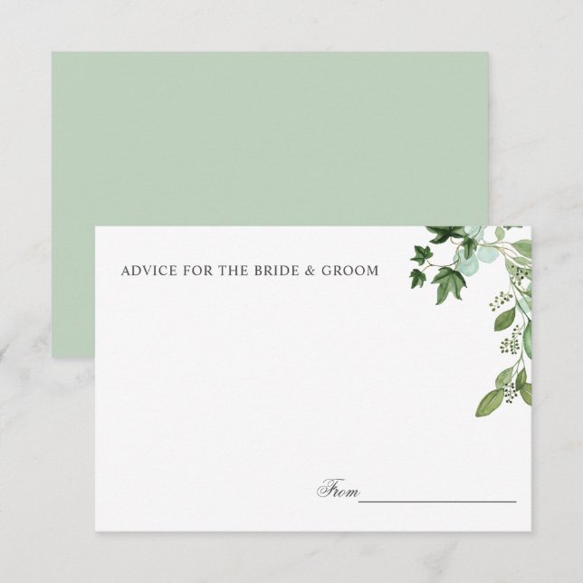 Invitation Hedera | Ivy Feuille Sage Mariage Conseils ou rece (Devant / Derrière)
