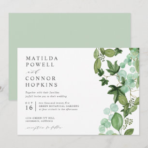 Invitation Hedera   Jardin IVY moderne Mariage botanique