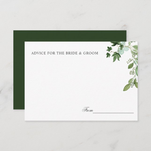 Invitation Hedera | Mariage vert Feuille Ivy Conseils ou rece (Devant / Derrière)
