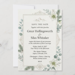 Invitation Hellebores, Sapin de Douglas, Eucalyptus, Baies, F