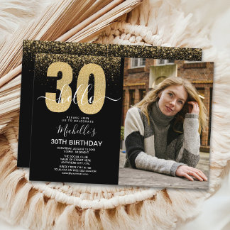 Invitation Hello 30 years - Modern Birthday with photo
