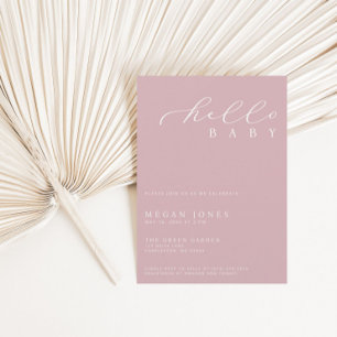 Invitation Hello Baby Modern Script Baby shower minimaliste
