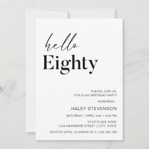 Invitation Hello Eighty Modern Chic minimalist 80e anniversai