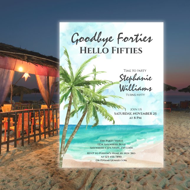 Invitation Hello Fifties Summer Beach 50th Birthday Party (Créateur téléchargé)