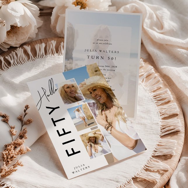 Invitation Hello FIFTY' Modern Photo Collage 50th Birthday (Créateur téléchargé)