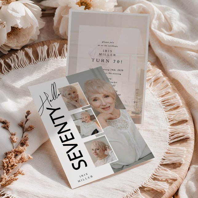 Invitation Hello SEVENTY' Modern Photo Collage 70th Birthday (Créateur téléchargé)