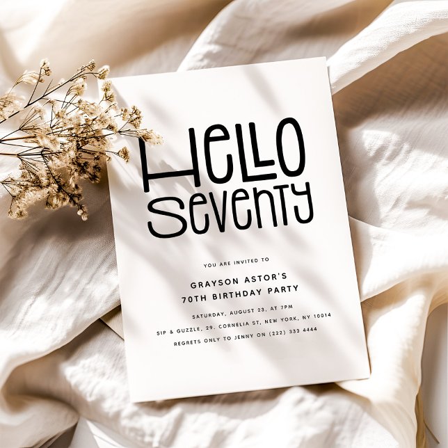 Invitation HELLO SEVENTY Moderne 70e anniversaire (Créateur téléchargé)